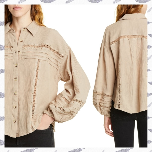 Free People Summer Stars Button Down in Stone - Picture 2 of 10